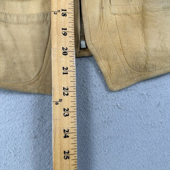 Vintage 40s Briar Club Suede Vest Small Brown Leather Talon Zip Hunting Workwear - Picture 14 of 16